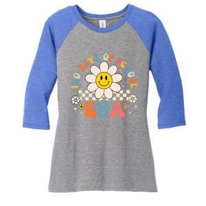 Groovy 100 Days Of School Era Flower 100th Day Teachers Women's Tri-Blend 3/4-Sleeve Raglan Shirt