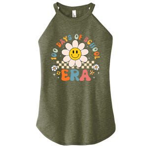 Groovy 100 Days Of School Era Flower 100th Day Teachers Women's Perfect Tri Rocker Tank