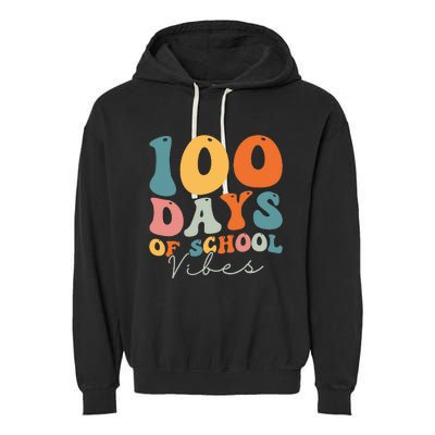 Groovy 100 Days Of School Vibes Teacher Garment-Dyed Fleece Hoodie