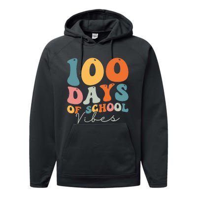 Groovy 100 Days Of School Vibes Teacher Performance Fleece Hoodie