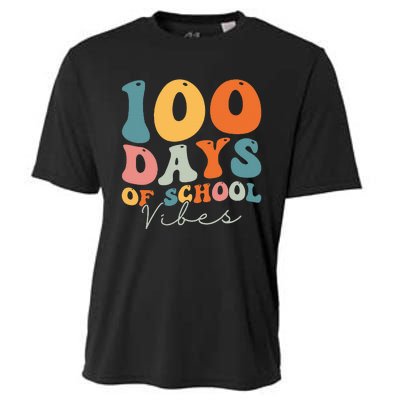 Groovy 100 Days Of School Vibes Teacher Cooling Performance Crew T-Shirt