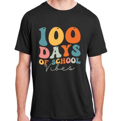 Groovy 100 Days Of School Vibes Teacher Adult ChromaSoft Performance T-Shirt