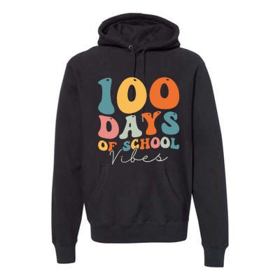 Groovy 100 Days Of School Vibes Teacher Premium Hoodie