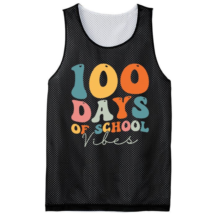 Groovy 100 Days Of School Vibes Teacher Mesh Reversible Basketball Jersey Tank