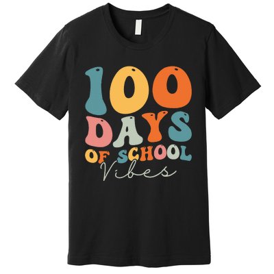 Groovy 100 Days Of School Vibes Teacher Premium T-Shirt