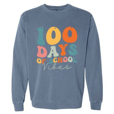 Groovy 100 Days Of School Vibes Teacher Garment-Dyed Sweatshirt