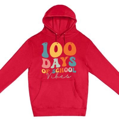 Groovy 100 Days Of School Vibes Teacher Premium Pullover Hoodie