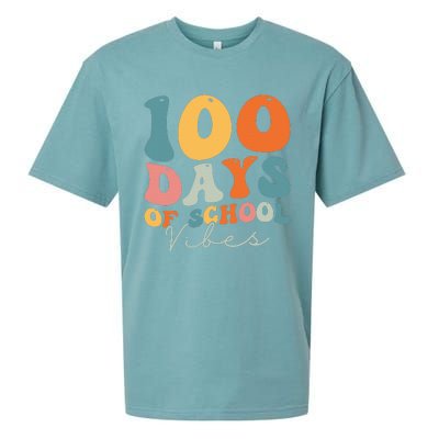 Groovy 100 Days Of School Vibes Teacher Sueded Cloud Jersey T-Shirt