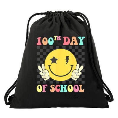 Groovy 100th Day Of School Vibes Cute 100 Days Of School Drawstring Bag