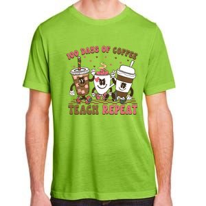 Groovy 100 Days Of Coffee Teach Repeat Cute Coffee Class Cute Gift Adult ChromaSoft Performance T-Shirt