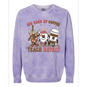 Groovy 100 Days Of Coffee Teach Repeat Cute Coffee Class Cute Gift Colorblast Crewneck Sweatshirt