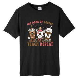 Groovy 100 Days Of Coffee Teach Repeat Cute Coffee Class Cute Gift Tall Fusion ChromaSoft Performance T-Shirt