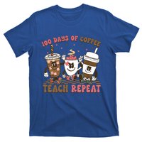 Groovy 100 Days Of Coffee Teach Repeat Cute Coffee Class Cute Gift T-Shirt