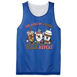 Groovy 100 Days Of Coffee Teach Repeat Cute Coffee Class Cute Gift Mesh Reversible Basketball Jersey Tank