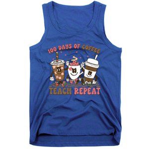 Groovy 100 Days Of Coffee Teach Repeat Cute Coffee Class Cute Gift Tank Top