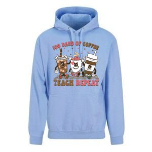 Groovy 100 Days Of Coffee Teach Repeat Cute Coffee Class Cute Gift Unisex Surf Hoodie