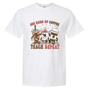 Groovy 100 Days Of Coffee Teach Repeat Cute Coffee Class Cute Gift Garment-Dyed Heavyweight T-Shirt