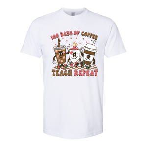 Groovy 100 Days Of Coffee Teach Repeat Cute Coffee Class Cute Gift Softstyle CVC T-Shirt