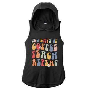 Groovy 100 Days Of Coffee Teach Repeat Retro Cool Gift Ladies PosiCharge Tri-Blend Wicking Draft Hoodie Tank