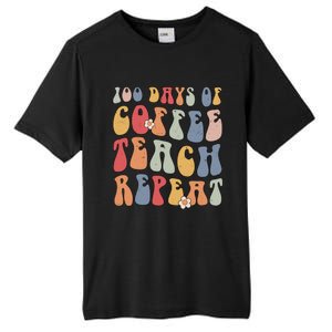 Groovy 100 Days Of Coffee Teach Repeat Retro Cool Gift Tall Fusion ChromaSoft Performance T-Shirt