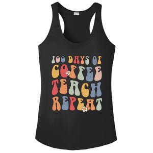 Groovy 100 Days Of Coffee Teach Repeat Retro Cool Gift Ladies PosiCharge Competitor Racerback Tank