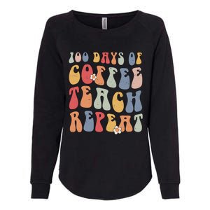 Groovy 100 Days Of Coffee Teach Repeat Retro Cool Gift Womens California Wash Sweatshirt