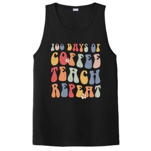 Groovy 100 Days Of Coffee Teach Repeat Retro Cool Gift PosiCharge Competitor Tank