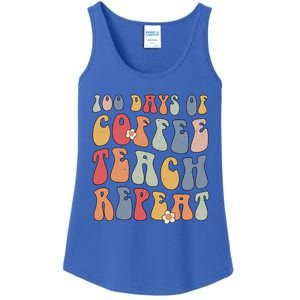 Groovy 100 Days Of Coffee Teach Repeat Retro Cool Gift Ladies Essential Tank