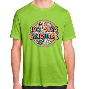 Groovy 100 Days Of School Retro Teacher 100 Days Brighter Gift Adult ChromaSoft Performance T-Shirt