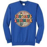 Groovy 100 Days Of School Retro Teacher 100 Days Brighter Gift Sweatshirt