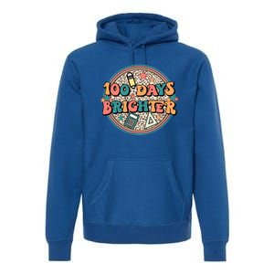 Groovy 100 Days Of School Retro Teacher 100 Days Brighter Gift Premium Hoodie