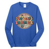 Groovy 100 Days Of School Retro Teacher 100 Days Brighter Gift Tall Long Sleeve T-Shirt