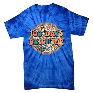 Groovy 100 Days Of School Retro Teacher 100 Days Brighter Gift Tie-Dye T-Shirt