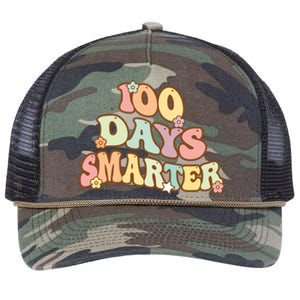 Groovy 100 Days Smarter Teacher Student 100th Day Of School Gift Retro Rope Trucker Hat Cap