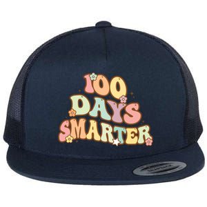 Groovy 100 Days Smarter Teacher Student 100th Day Of School Gift Flat Bill Trucker Hat