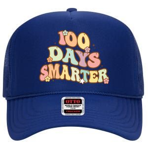 Groovy 100 Days Smarter Teacher Student 100th Day Of School Gift High Crown Mesh Back Trucker Hat