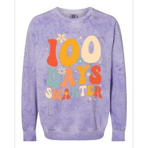 Groovy 100 Days Smarter Teacher Student 100th Day Of School Gift Colorblast Crewneck Sweatshirt