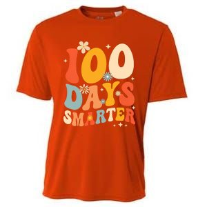 Groovy 100 Days Smarter Teacher Student 100th Day Of School Gift Cooling Performance Crew T-Shirt