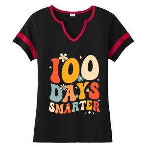 Groovy 100 Days Smarter Teacher Student 100th Day Of School Gift Ladies Halftime Notch Neck Tee