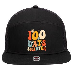 Groovy 100 Days Smarter Teacher Student 100th Day Of School Gift 7 Panel Mesh Trucker Snapback Hat