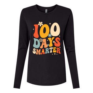 Groovy 100 Days Smarter Teacher Student 100th Day Of School Gift Womens Cotton Relaxed Long Sleeve T-Shirt