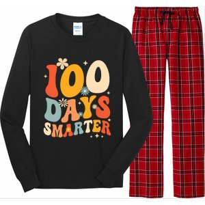 Groovy 100 Days Smarter Teacher Student 100th Day Of School Gift Long Sleeve Pajama Set