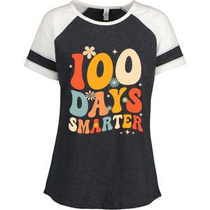 Groovy 100 Days Smarter Teacher Student 100th Day Of School Gift Enza Ladies Jersey Colorblock Tee