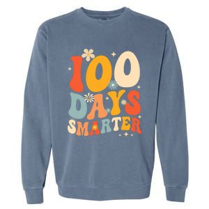 Groovy 100 Days Smarter Teacher Student 100th Day Of School Gift Garment-Dyed Sweatshirt