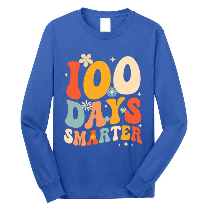 Groovy 100 Days Smarter Teacher Student 100th Day Of School Gift Long Sleeve Shirt