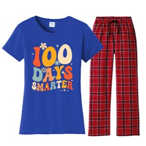 Groovy 100 Days Smarter Teacher Student 100th Day Of School Gift Women's Flannel Pajama Set