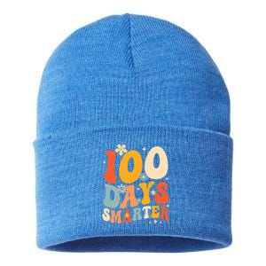 Groovy 100 Days Smarter Teacher Student 100th Day Of School Gift Sustainable Knit Beanie