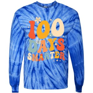 Groovy 100 Days Smarter Teacher Student 100th Day Of School Gift Tie-Dye Long Sleeve Shirt