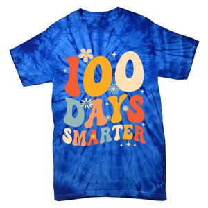 Groovy 100 Days Smarter Teacher Student 100th Day Of School Gift Tie-Dye T-Shirt