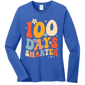 Groovy 100 Days Smarter Teacher Student 100th Day Of School Gift Ladies Long Sleeve Shirt